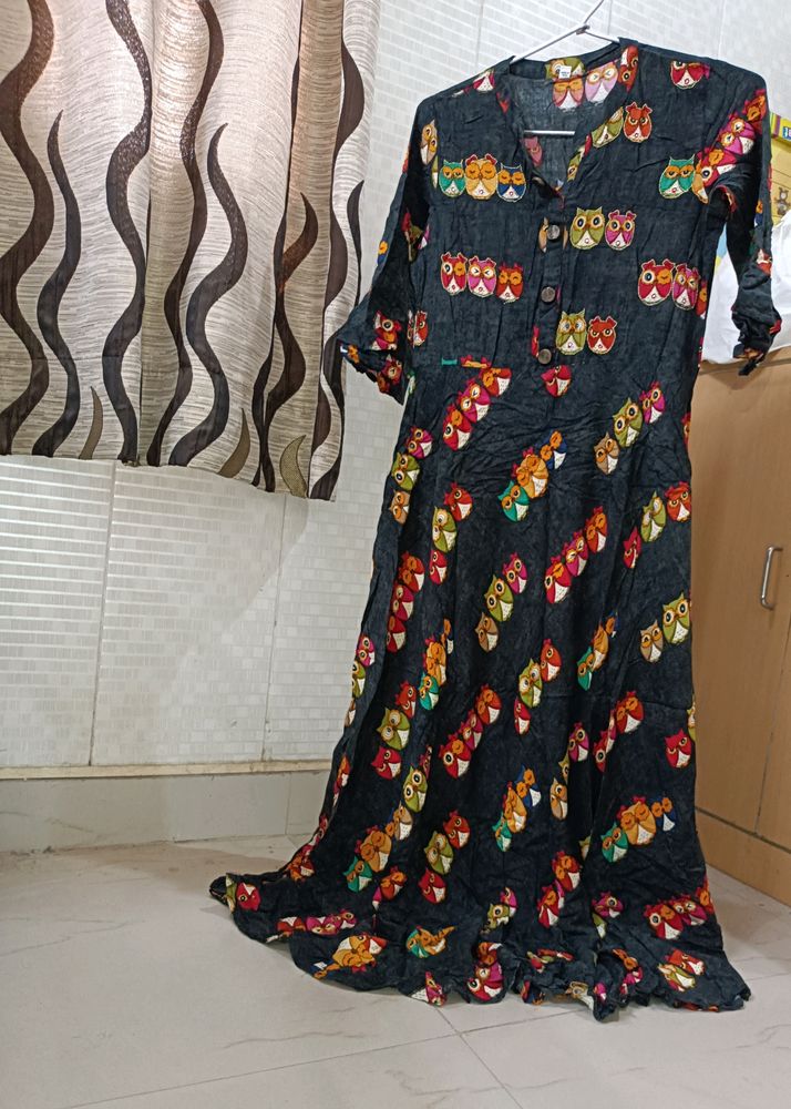 Long Gown(Black) With Mix Of Different Colours