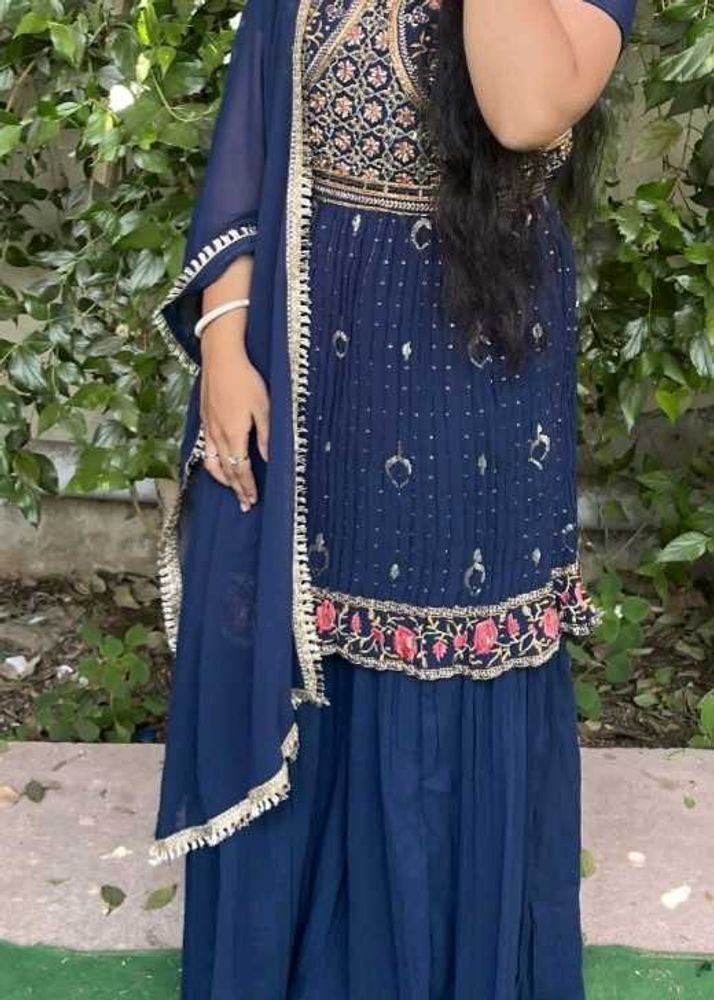 Elegant Blue Embroidered Kurta Set
