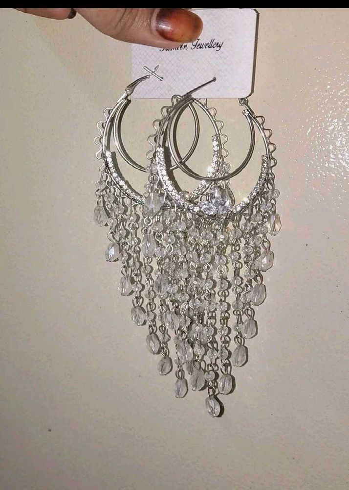 Crystal Drop Hoop Earrings