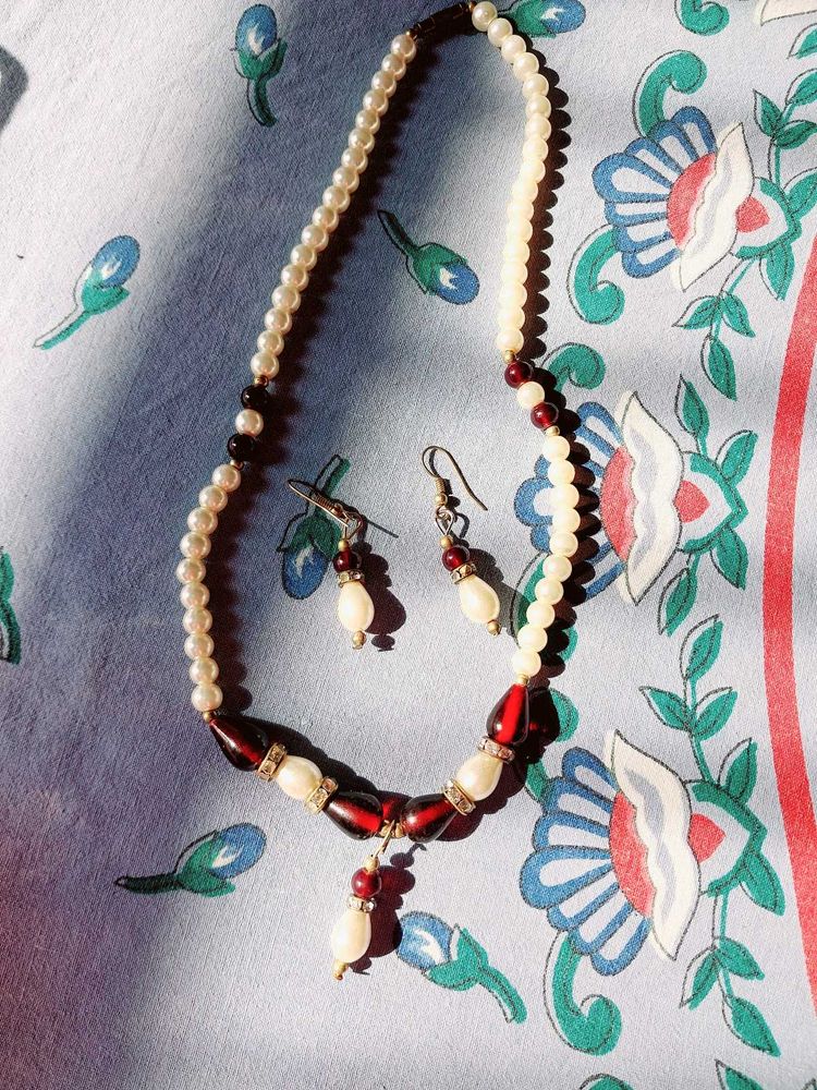 Pearl Necklace &amp; Earring Set new