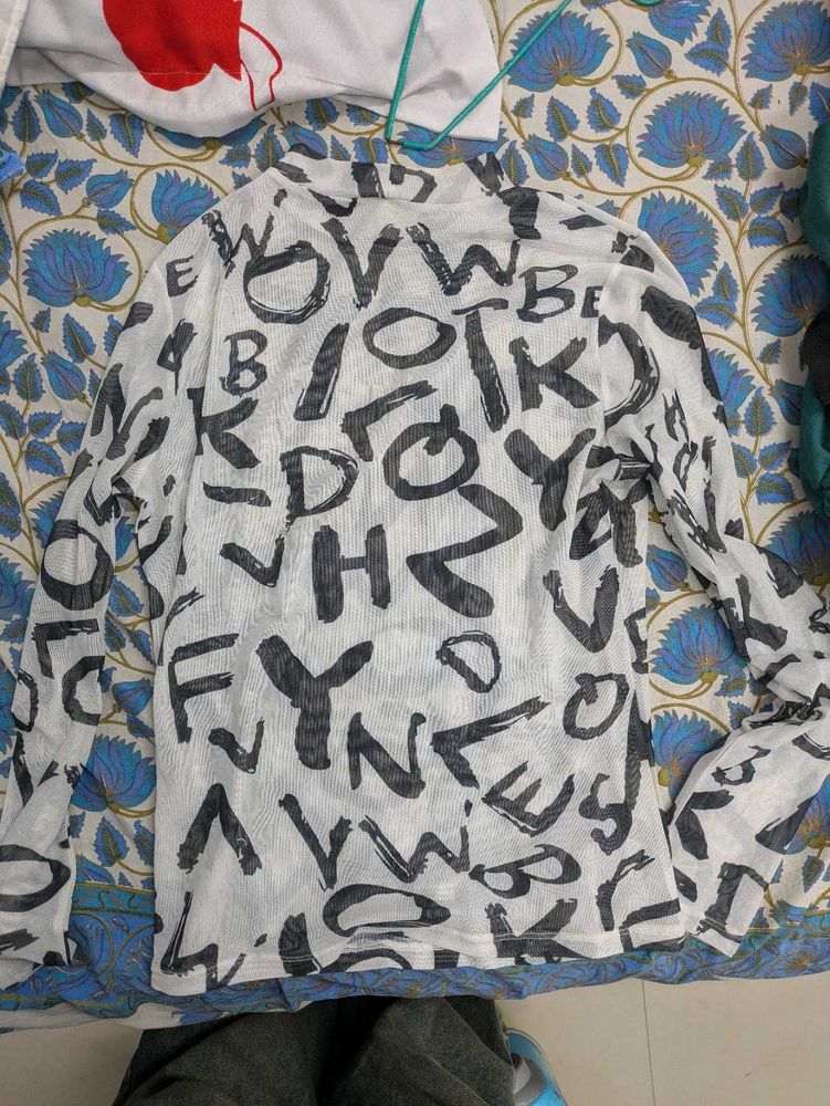 Sheer Letter Print Top