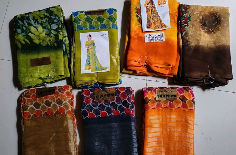 Totally New Saree With Attached Blouse Piece