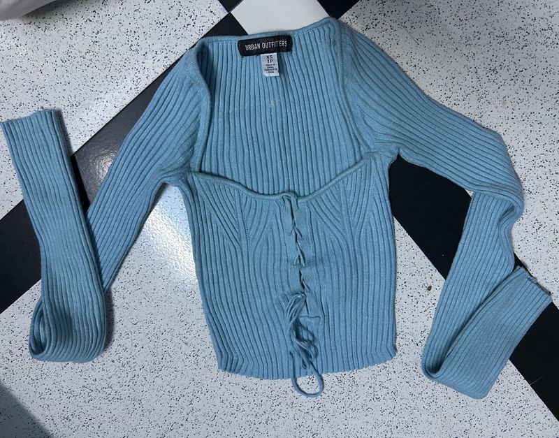 Cyan Blue Beautiful Bodyfit Crop Top