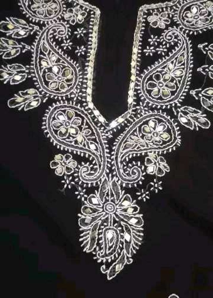 Hand emboidered lucknowi chikankari gala booti mir