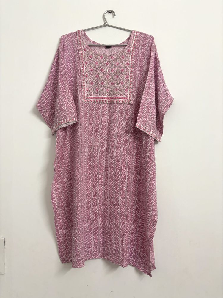 Elegant Pink Printed Kurta