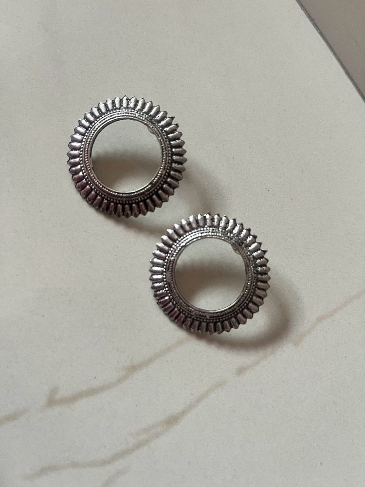 Oxidised Boho Bali Circles Earrings