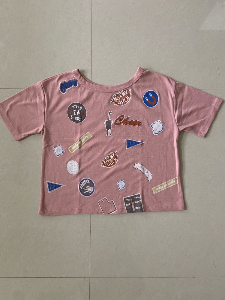 SSS Cute Patchwork Pink Tee