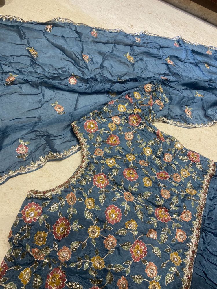 blue gown with dupatta