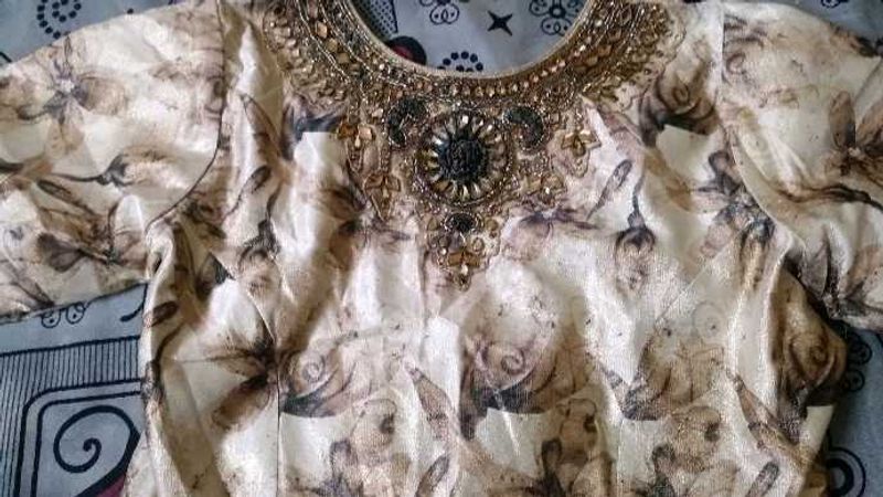 Embroidered Floral gown with lining