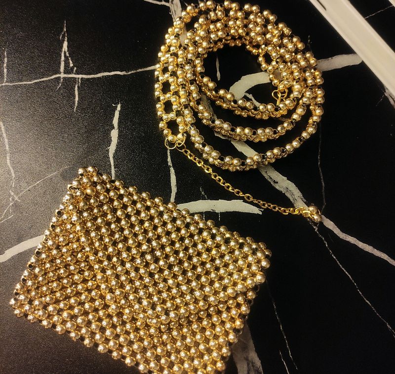Handmade Golden Pearl Waist Bag 💖