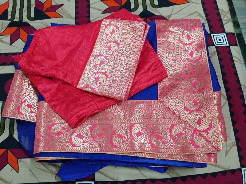 Royal Blue Banarasi Silk Saree with Golden Zari