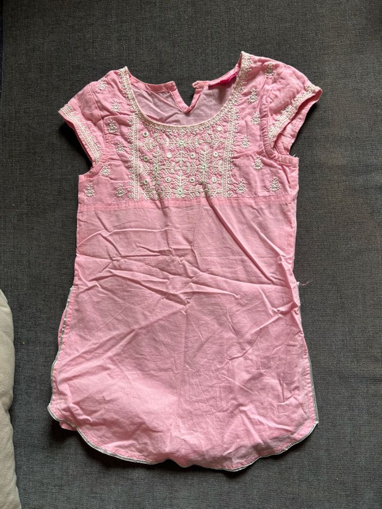 Biba Chikankari Kurti Top For 4-6 Year girl