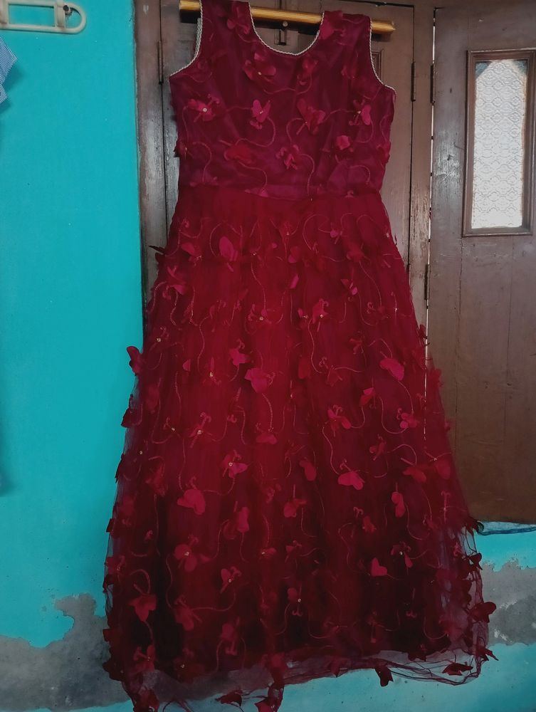 Butterfly Red Gown For Women