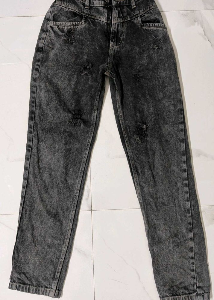 Distressed Charcoal Jeans