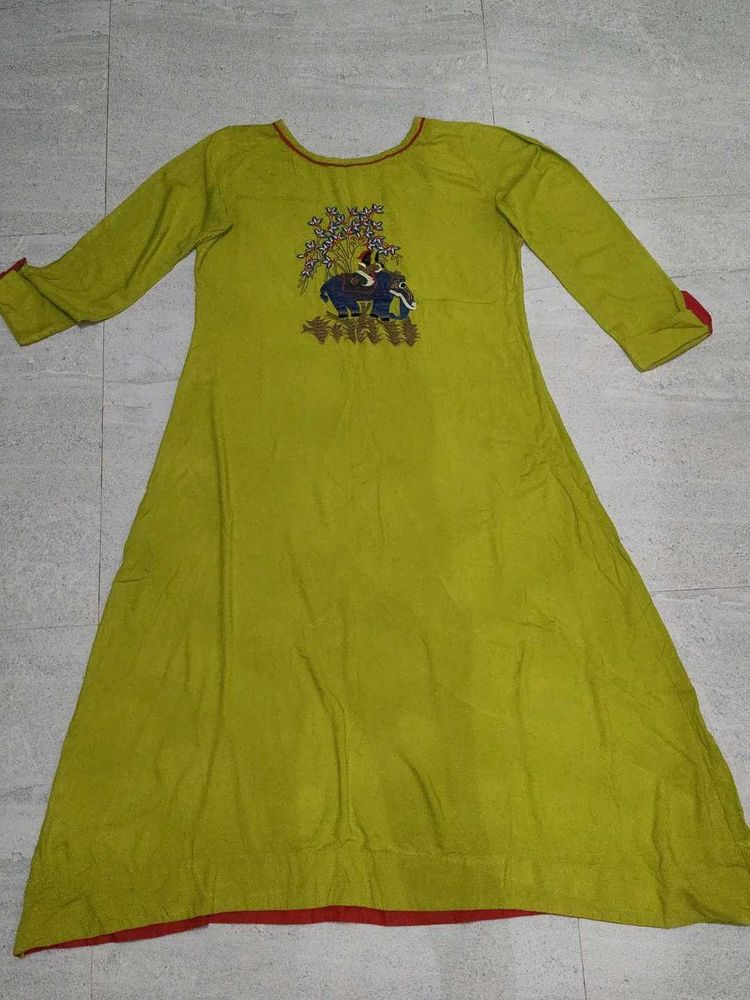 Green Elephant Print Kurti