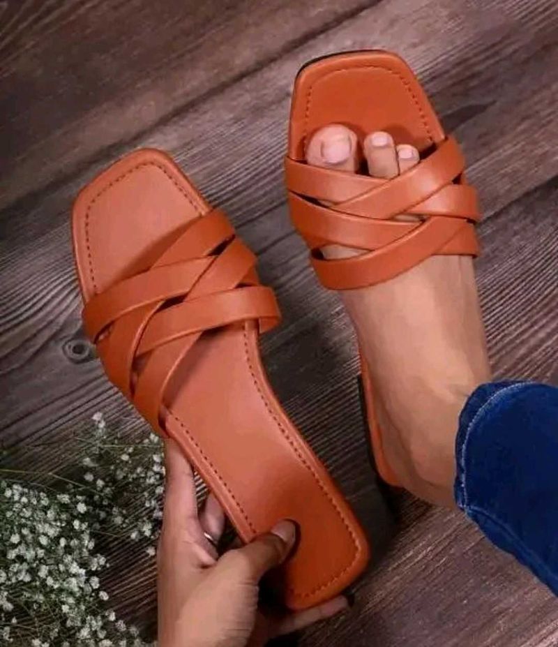 Stylish Orange Criss-Cross Sandals