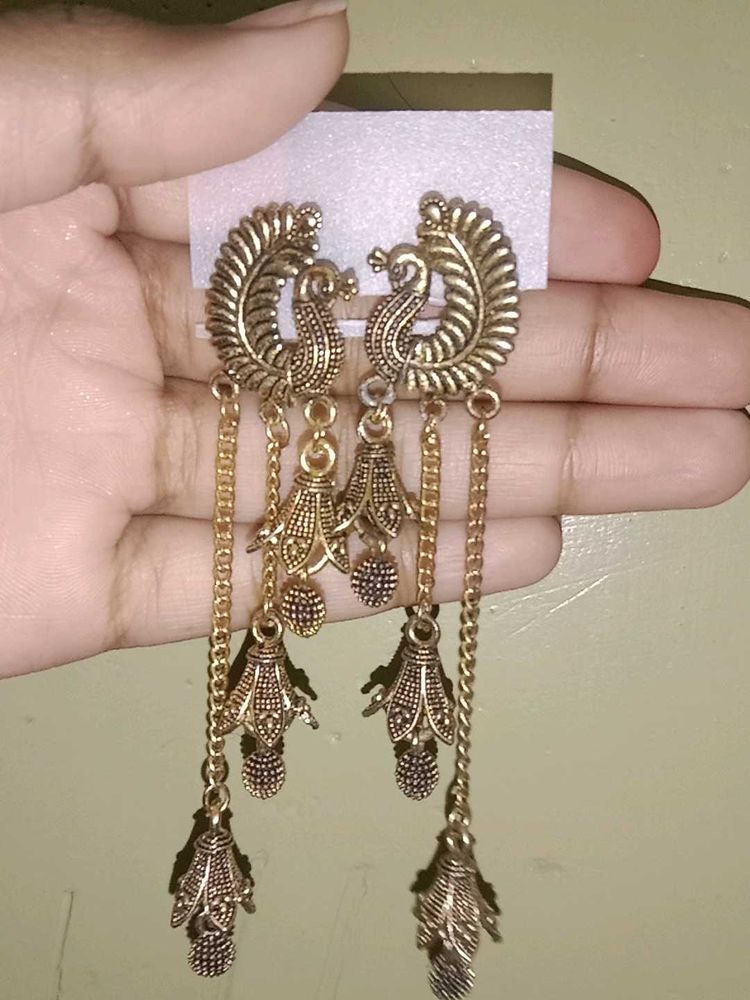 Oxidised Golden Earrings