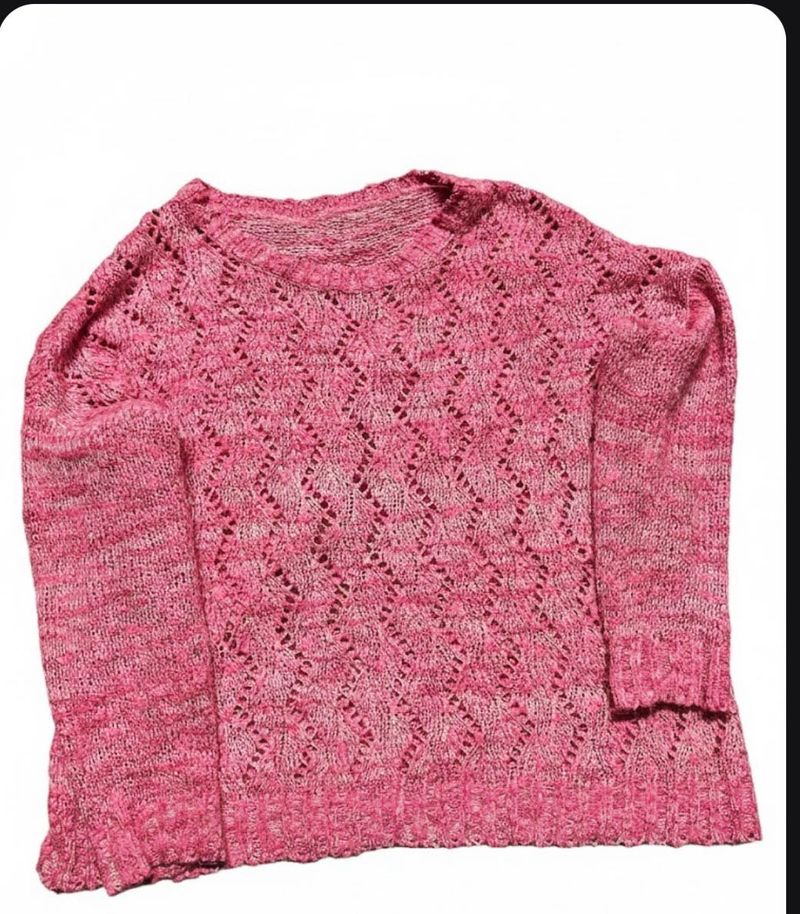 Pink Knit Pullover Sweater