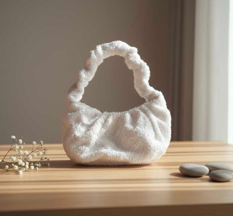 Fluffy White Handbag new