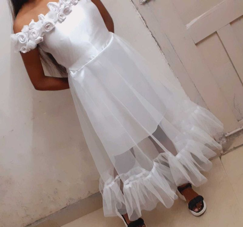 White Floral Off-Shoulder Dress