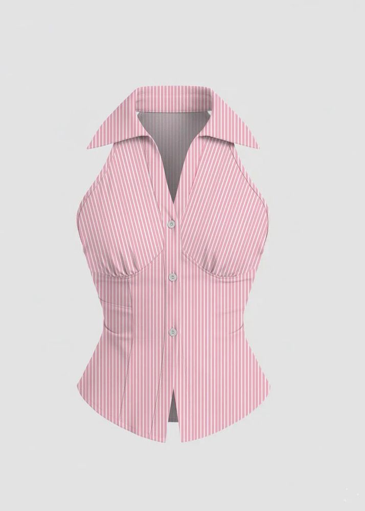 Striped Halter Corset Top