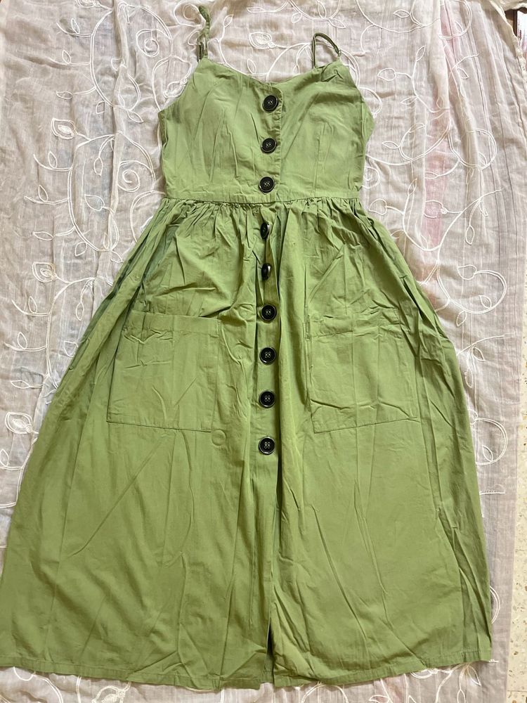 Olive Green A Line One piece