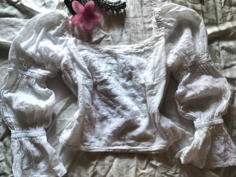 White Eyelet Top