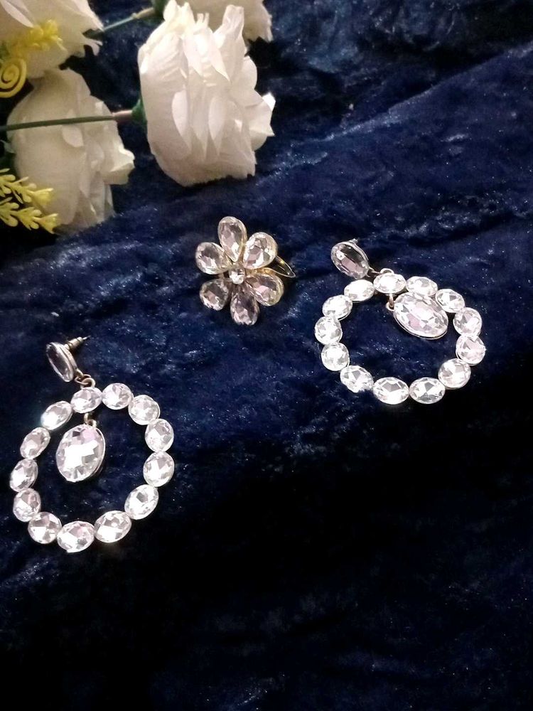 Stone Earring with Ring