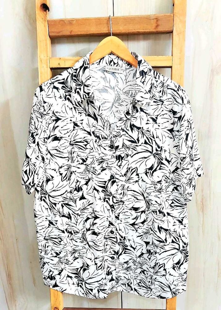 Floral white Button-Down Shirt-44