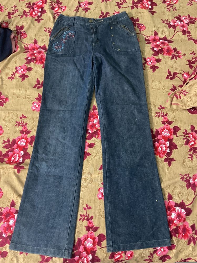 Embroidered Flare Jeans