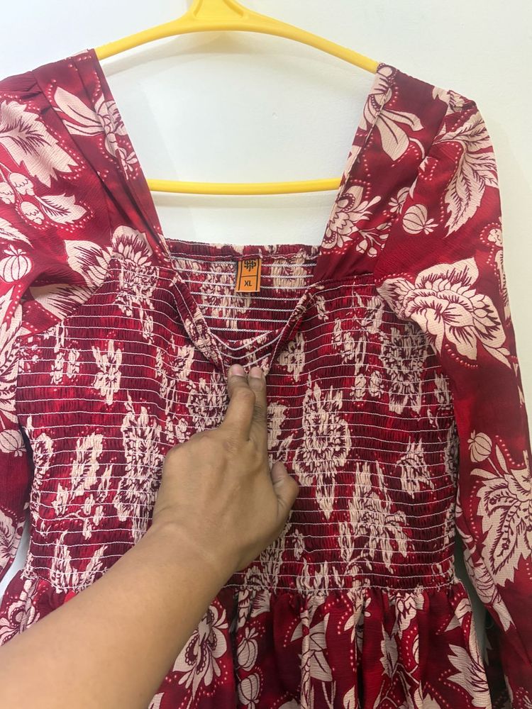 Floral Print Long Sleeve Dress