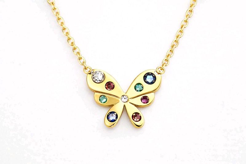Butterfly Gold-Tone Necklace gold plated Anti tarn