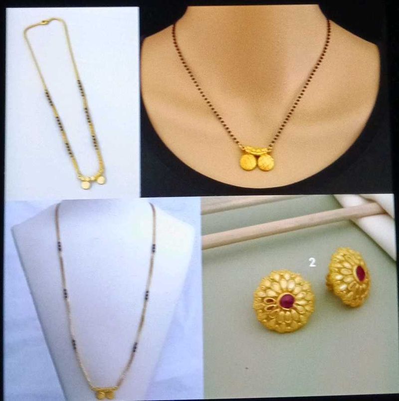 Traditional Gold Mangalsutra Necklace &amp; Earring