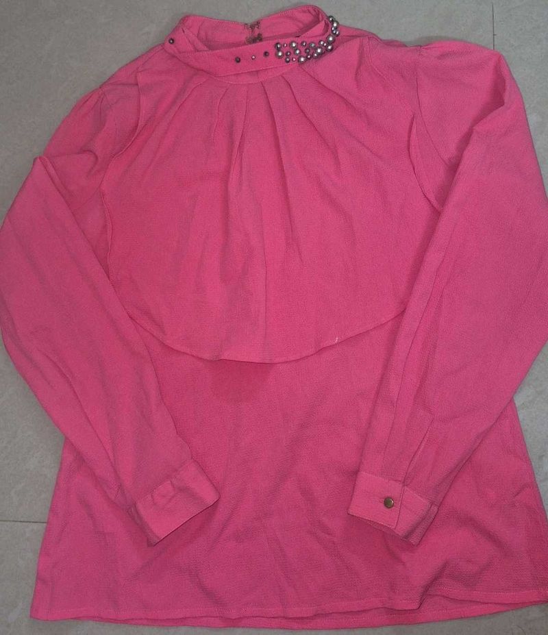 Pink Embellished Full Sleeve Top