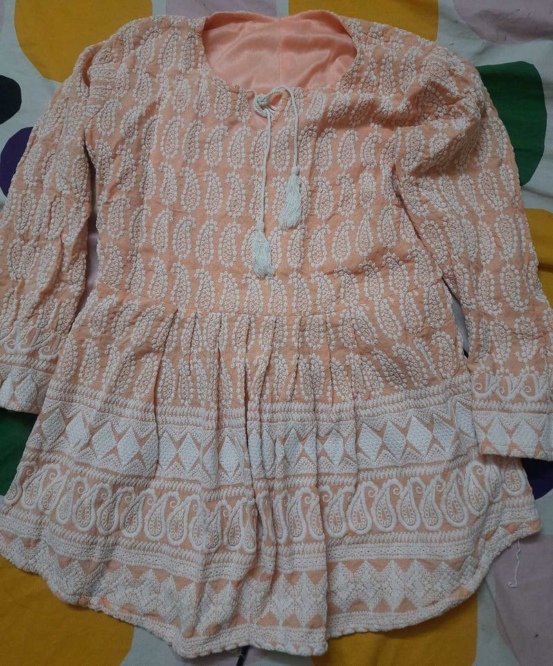 Peach Embroidered Tunic