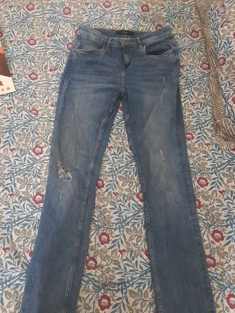 Distressed Bootcut Jeans