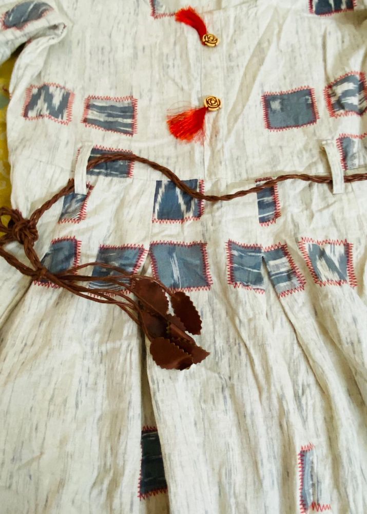 Ethnic Print Dress with Tie