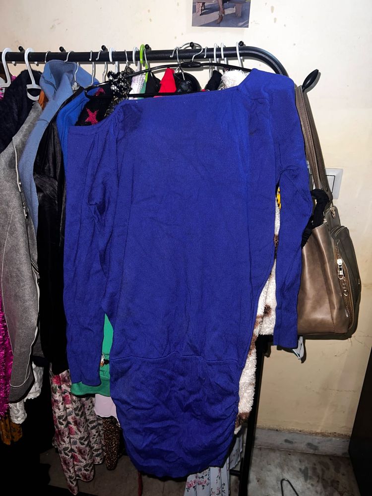 Stylish Blue 👗 one side off shoulder