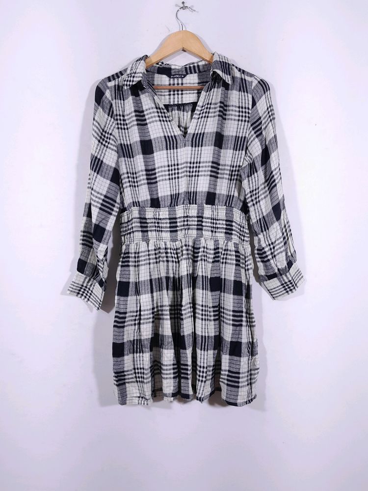 Zudio Black &amp; White Checks Western Dress(women&#39;s)