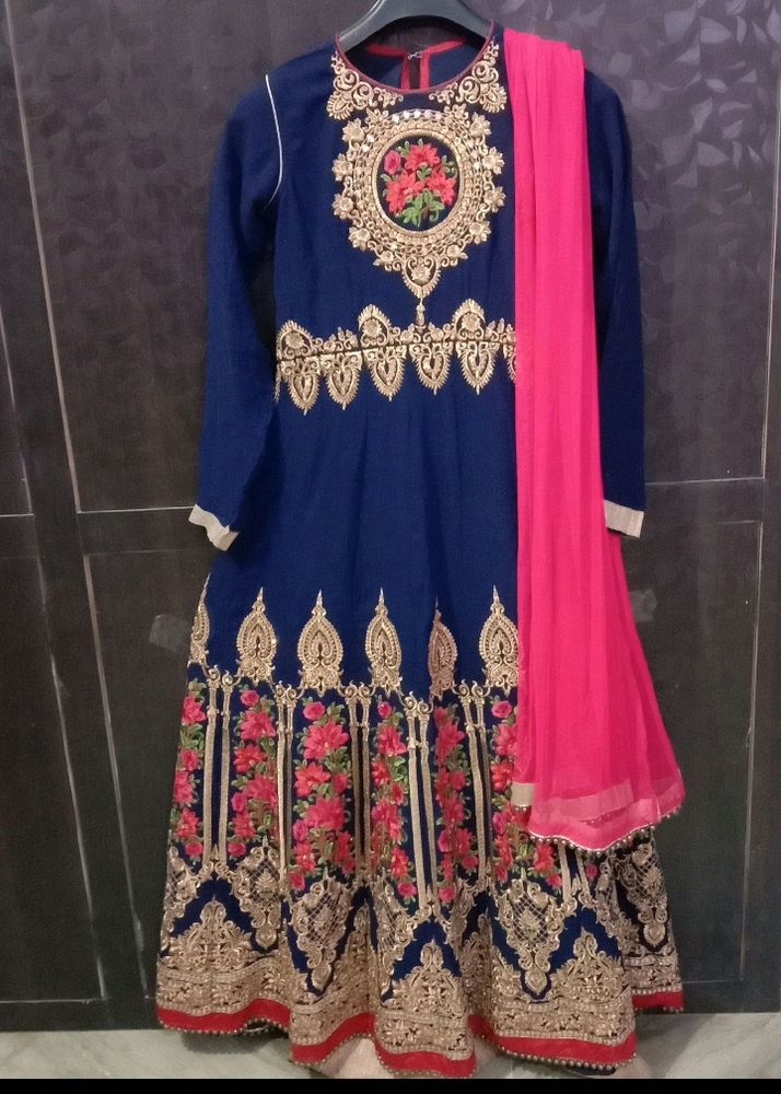 Heavy Gown Blue And Pink