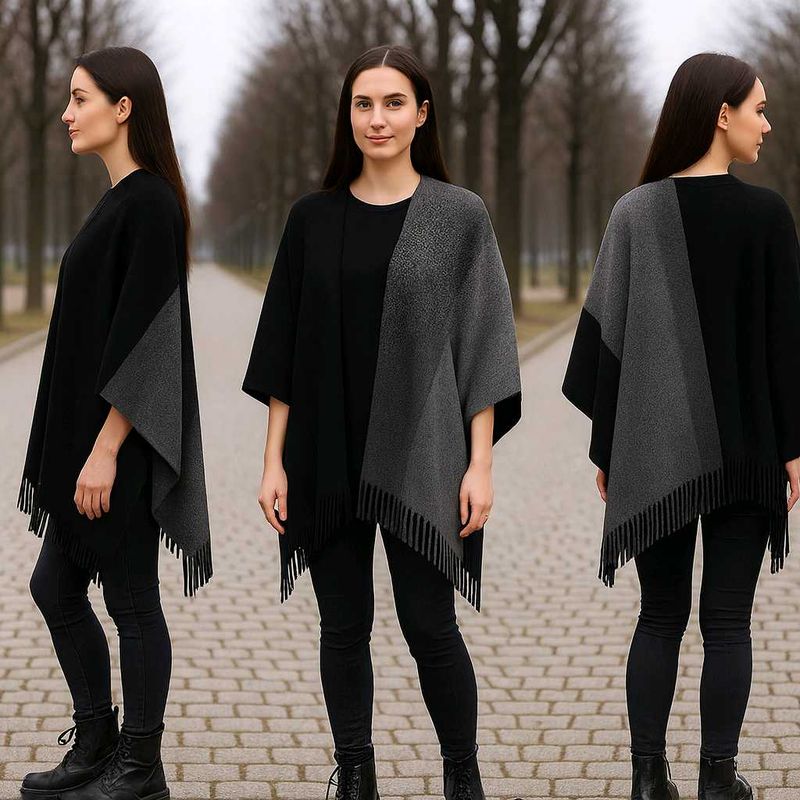 Stylish Black &amp; Gray Fringed Shrugs