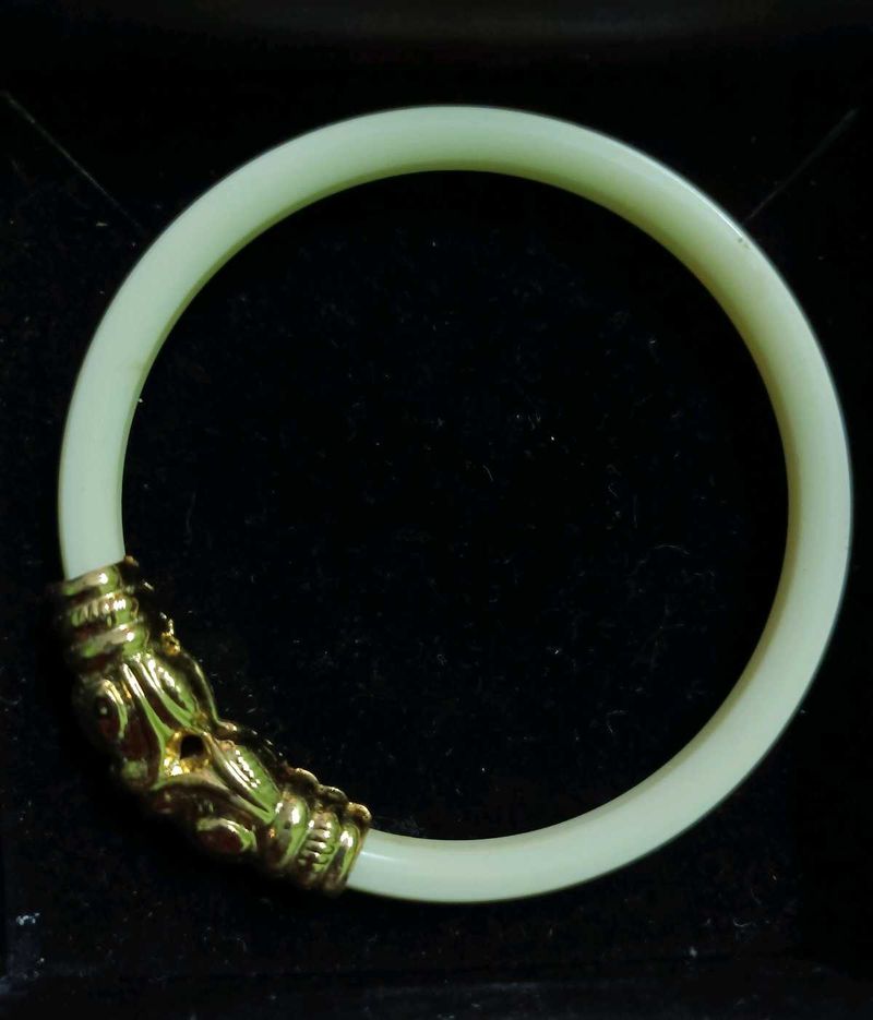 White And Acrylic Gold Bangle