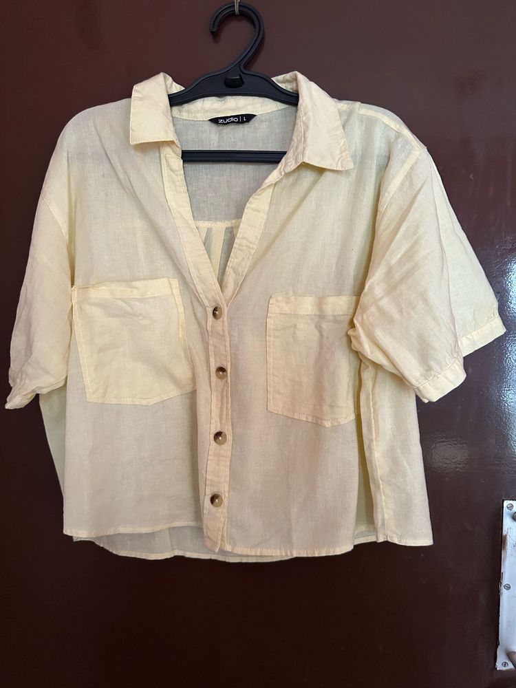 Zudio Cotton Linen Cropie Shirt