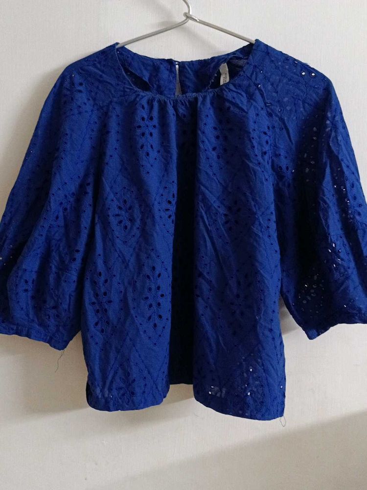 Blue Embroidered HaqobaTop