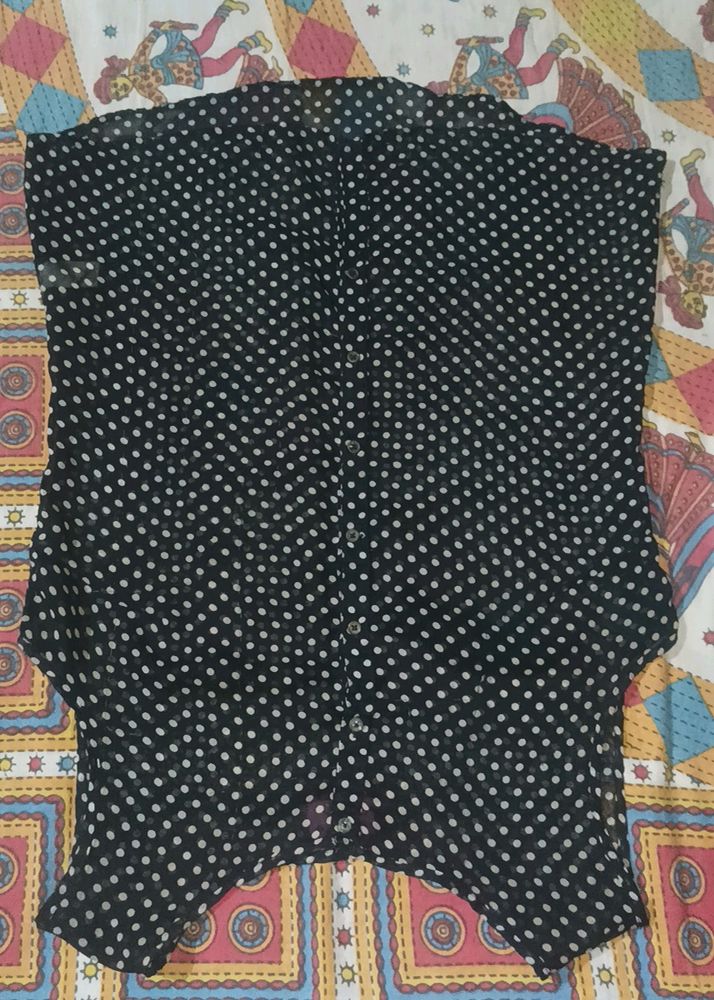 White Dotted Top For Women