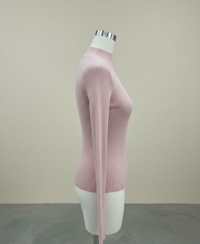 Ribbed Mock Neck Long Sleeve Top