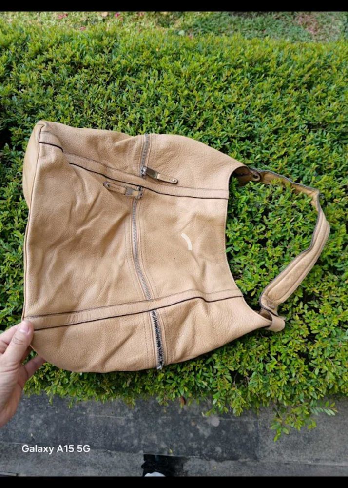 Tan Leather Hobo Bag