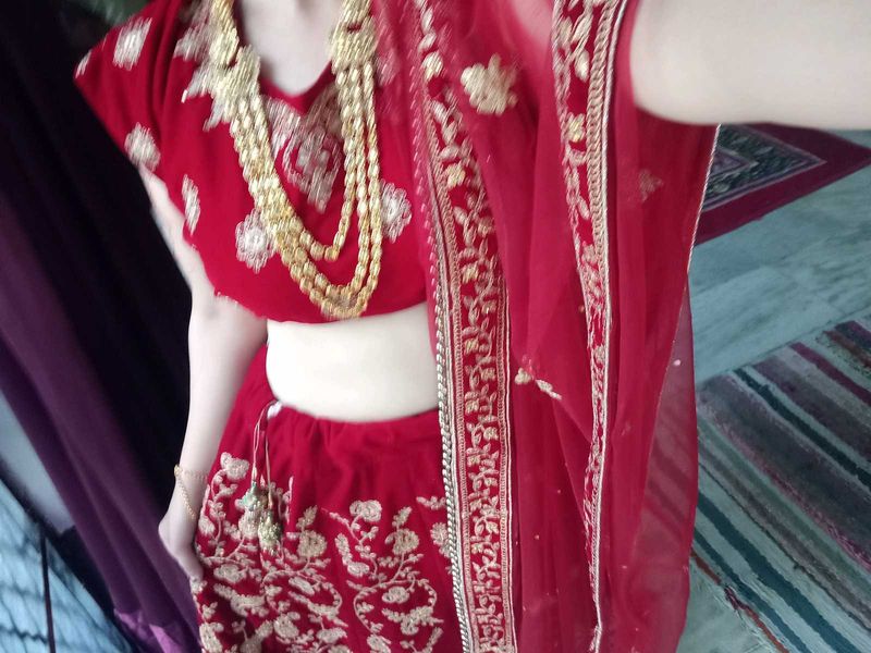 Red Embroidered Lehenga Choli