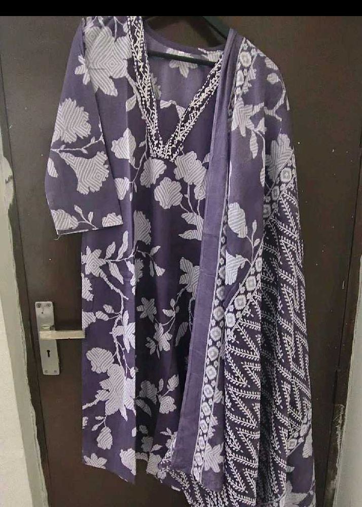 New Unused Pure Cotton V Neck Salwar Suit