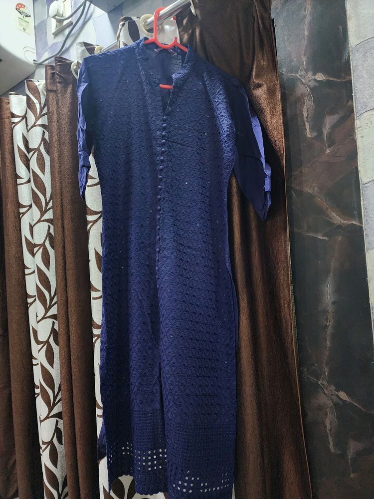 Navy Blue Libas Kurta Set